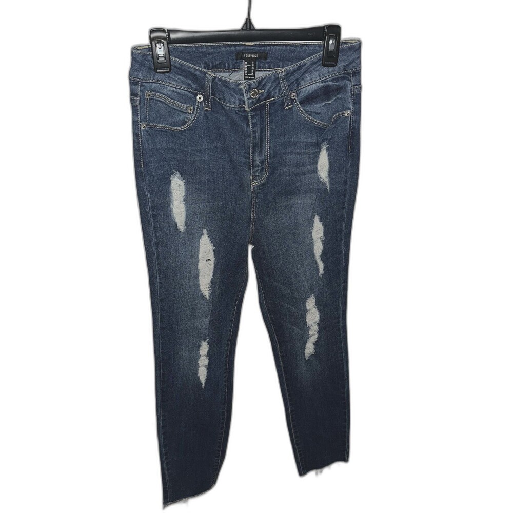 Forever 21 Distressed Skinny Jeans – Dark Wash Sz 30
